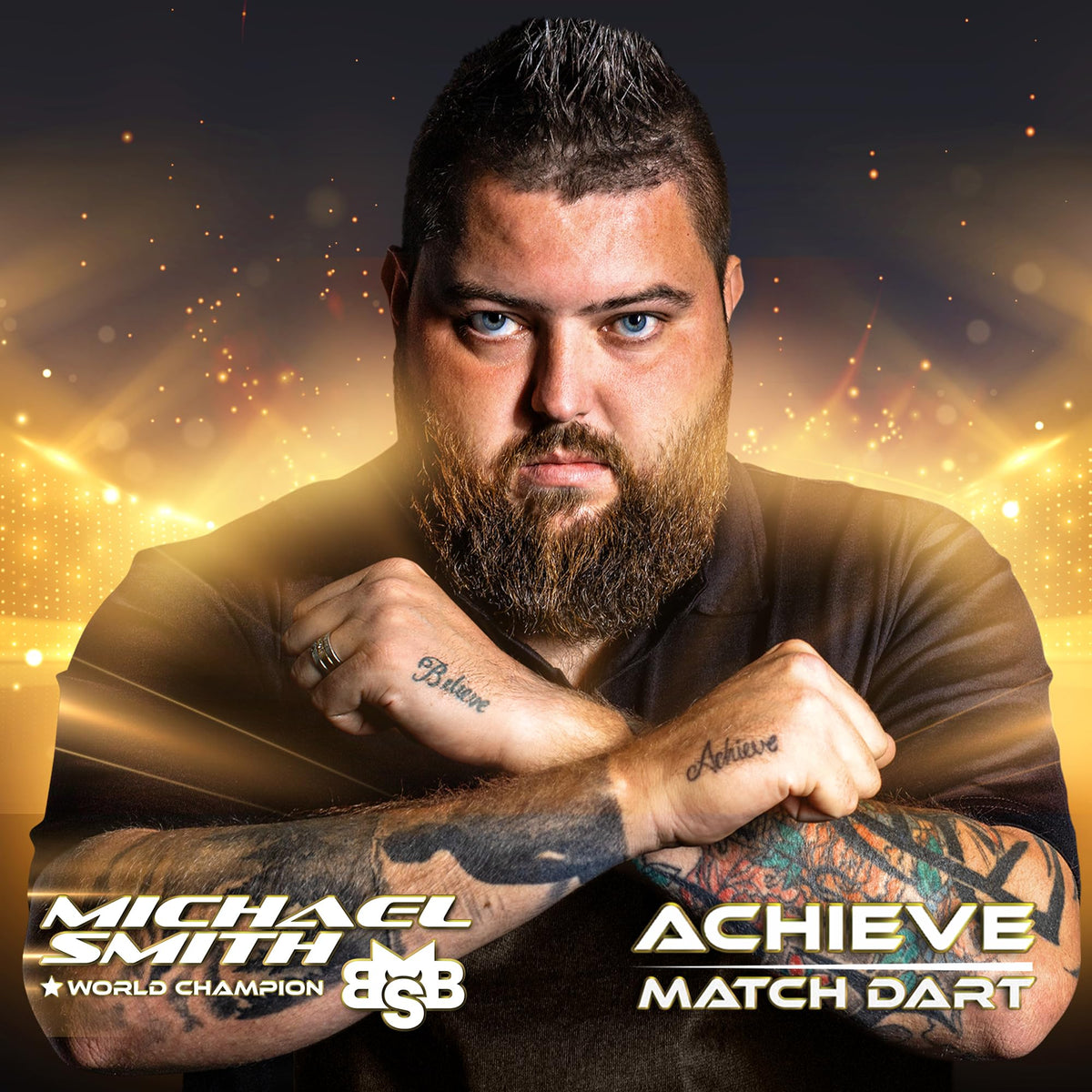 Shot! Darts Michael Smith Achieve Center Weighted 90% Tungsten Pro Throwing Darts Steel Tip Set Professional Made in New Zealand (25, Grams)