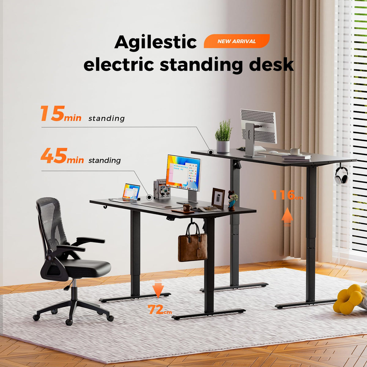 Agilestic Height Adjustable Electric Desk, 2 Memory Height, 160x80cm