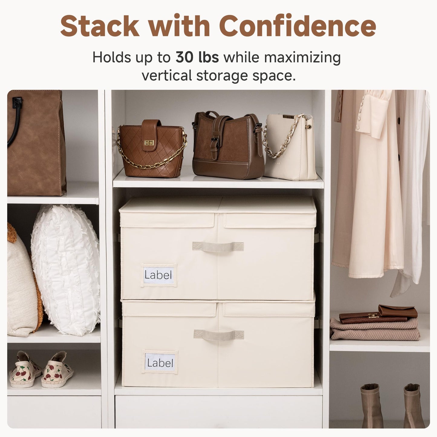 StorageWorks Extra Large Storage Boxes with Lids, 55L Foldable Storage Boxes with Divider Board, Wardrobe Storage Organiser