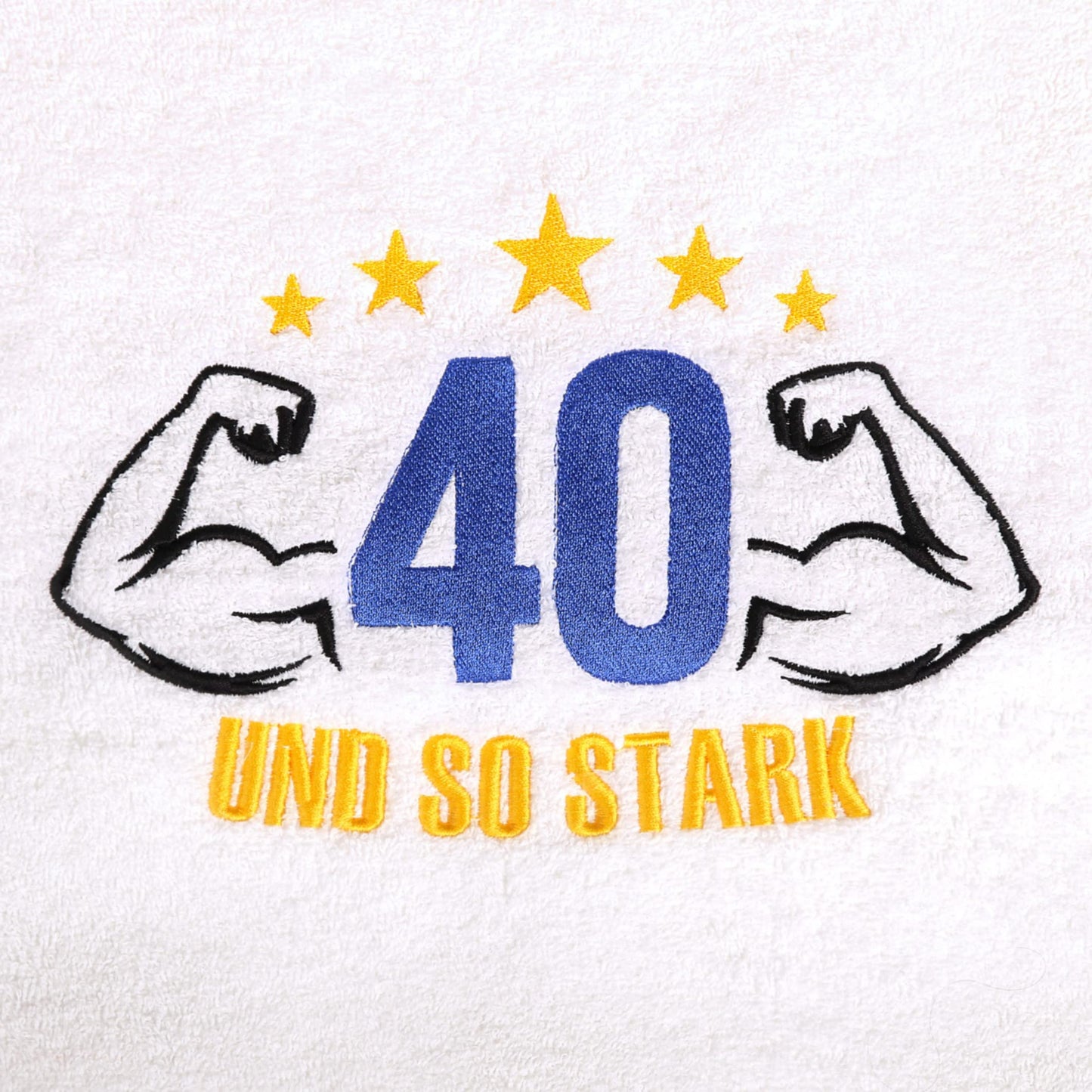 Abc Casa 40th birthday gift towel with embroidered muscles for men - a useful gift for 40 years - a wonderful gift idea for 40th