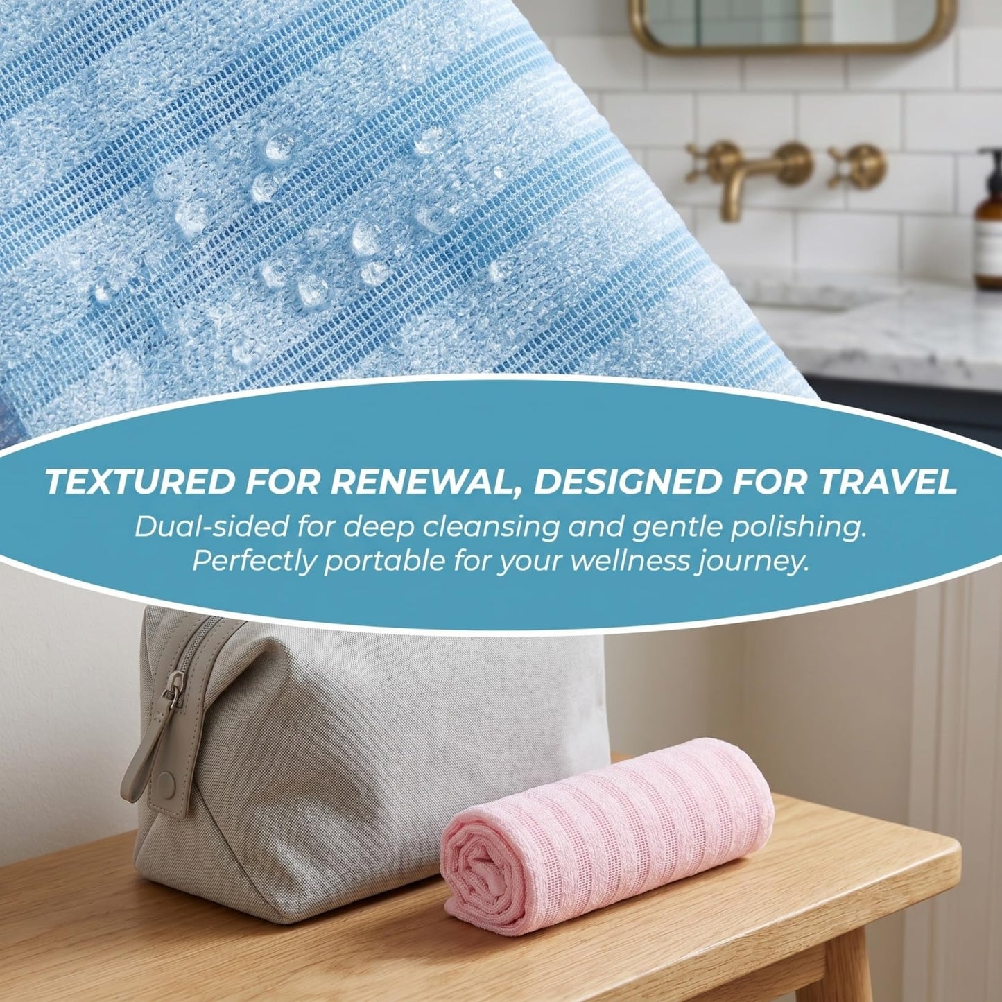Healeved 2 Pack Bath Towels Long Strip Exfoliating Towel 39.37 X 9.84 X 0.24 in Body Scrubber for Shower Back Scrubber for Men and Women Skin