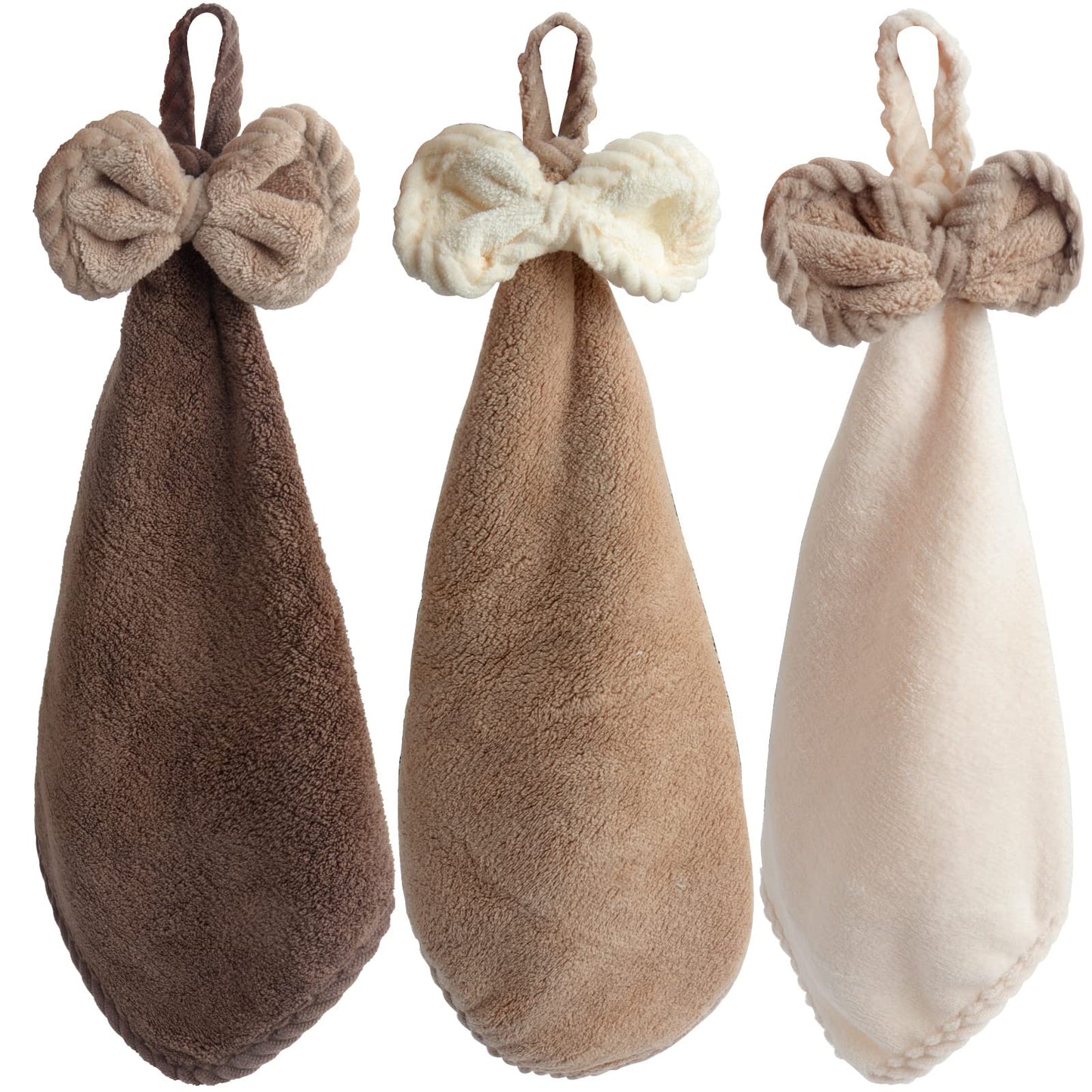 Roellgs Pack of 3 Kitchen Bathroom Hand Dryer Towels, Decorative Towels, Microfibre Coral Fleece Lovely Hand Towels, Dry your hands immediately (Dark