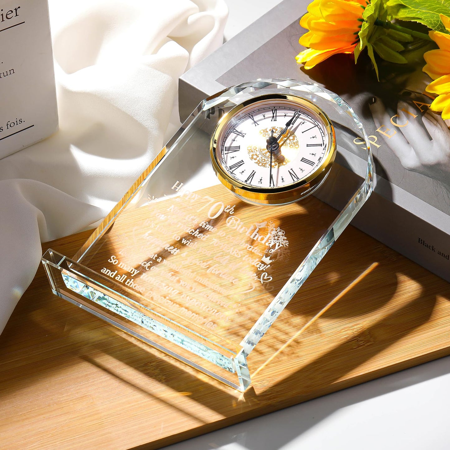Ornalrist 70th Birthday Quartz Clock Gifts for Women Men, Happy 70th Birthday Presents Blessing for Friends Mum Her Turning 70 Years Old