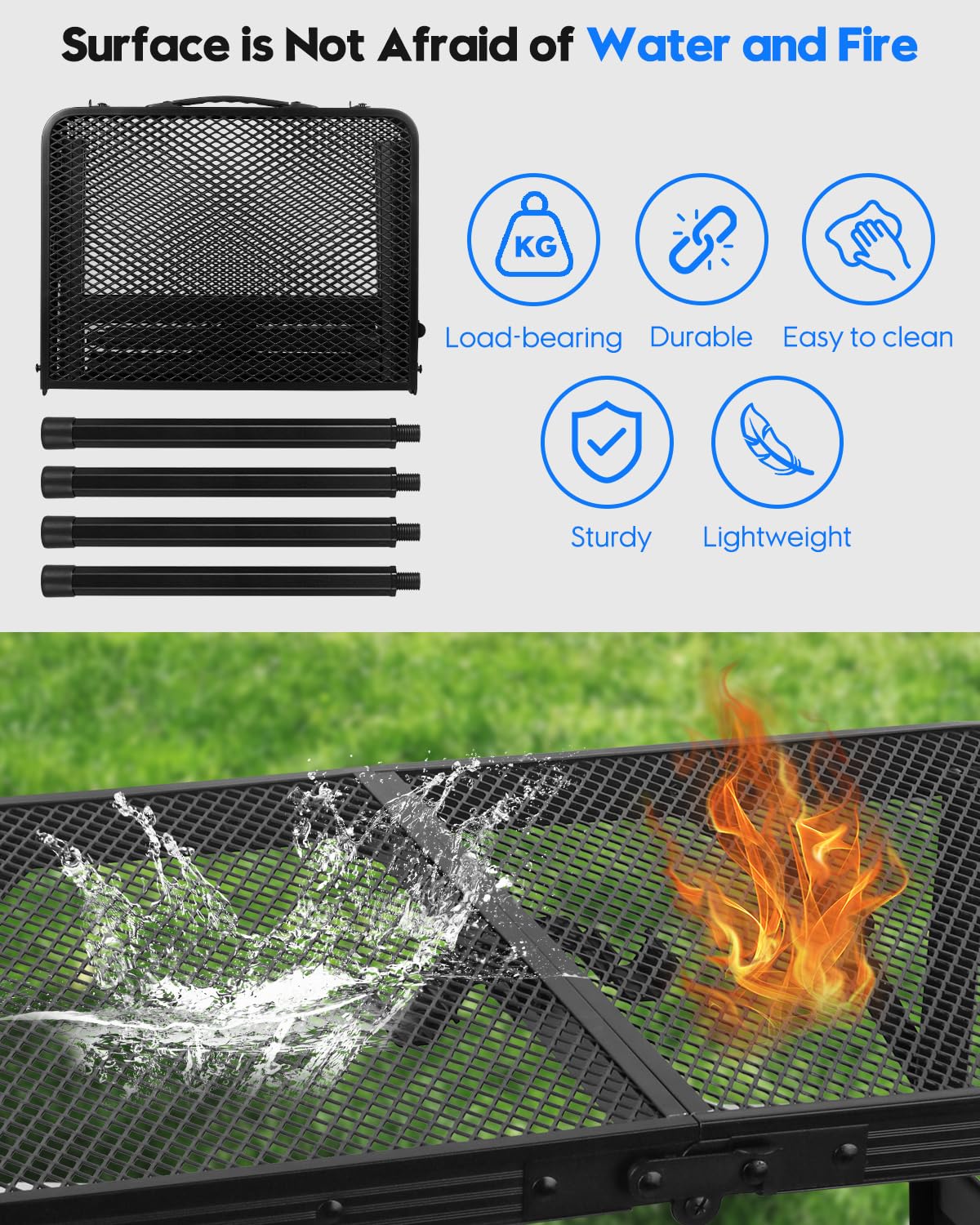 MSDADA Camping Table That Fold Up, Small Foldable Table, Portable Table Folding, Height Adjustable Pizza Oven Folding Table Gas BBQ Table, Camping