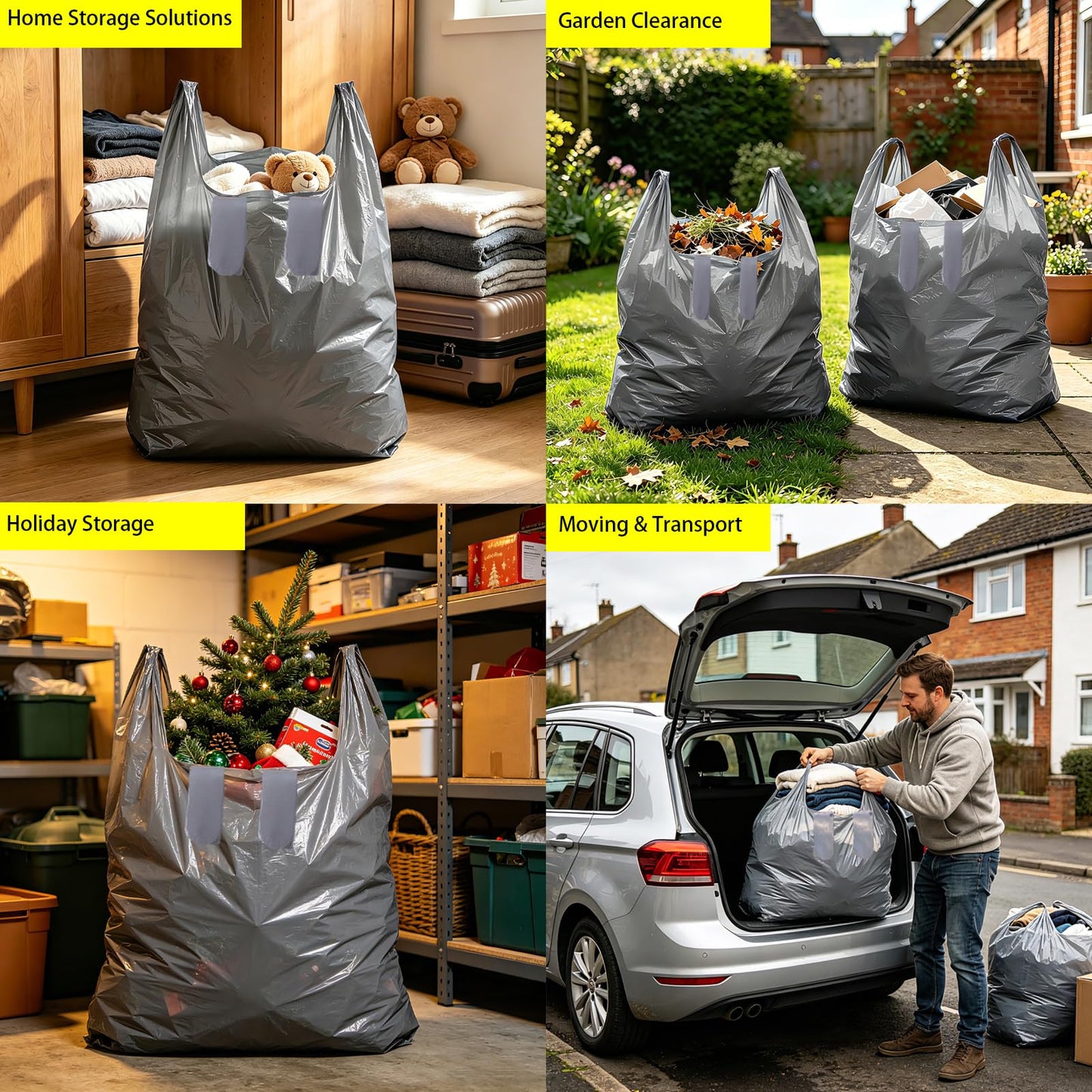EZZLife 10PK 120L Grey Dustproof Moving Storage Bags for Clothes Bedding