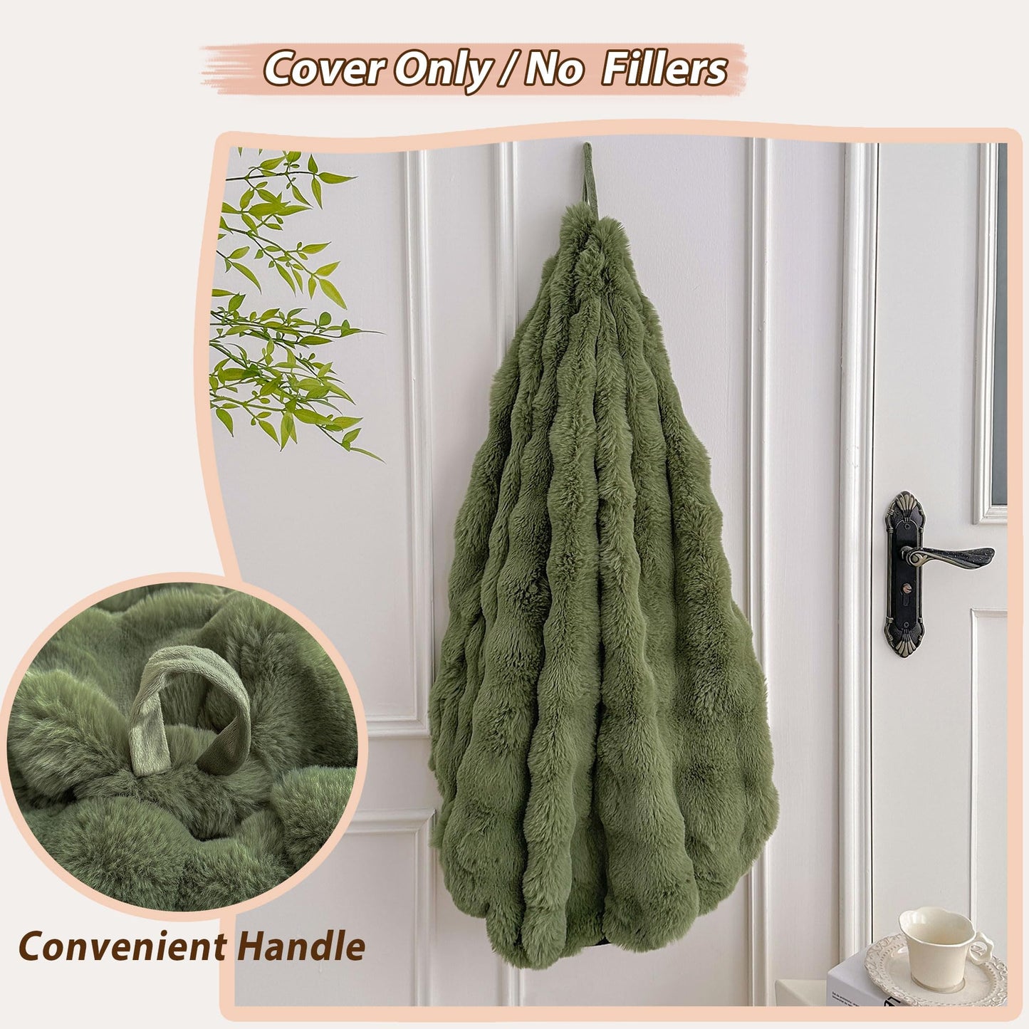 LIFEREVO 3FT Fluffy Faux Rabbit Fur Bean Bag Cover, No Filler, Sage Green