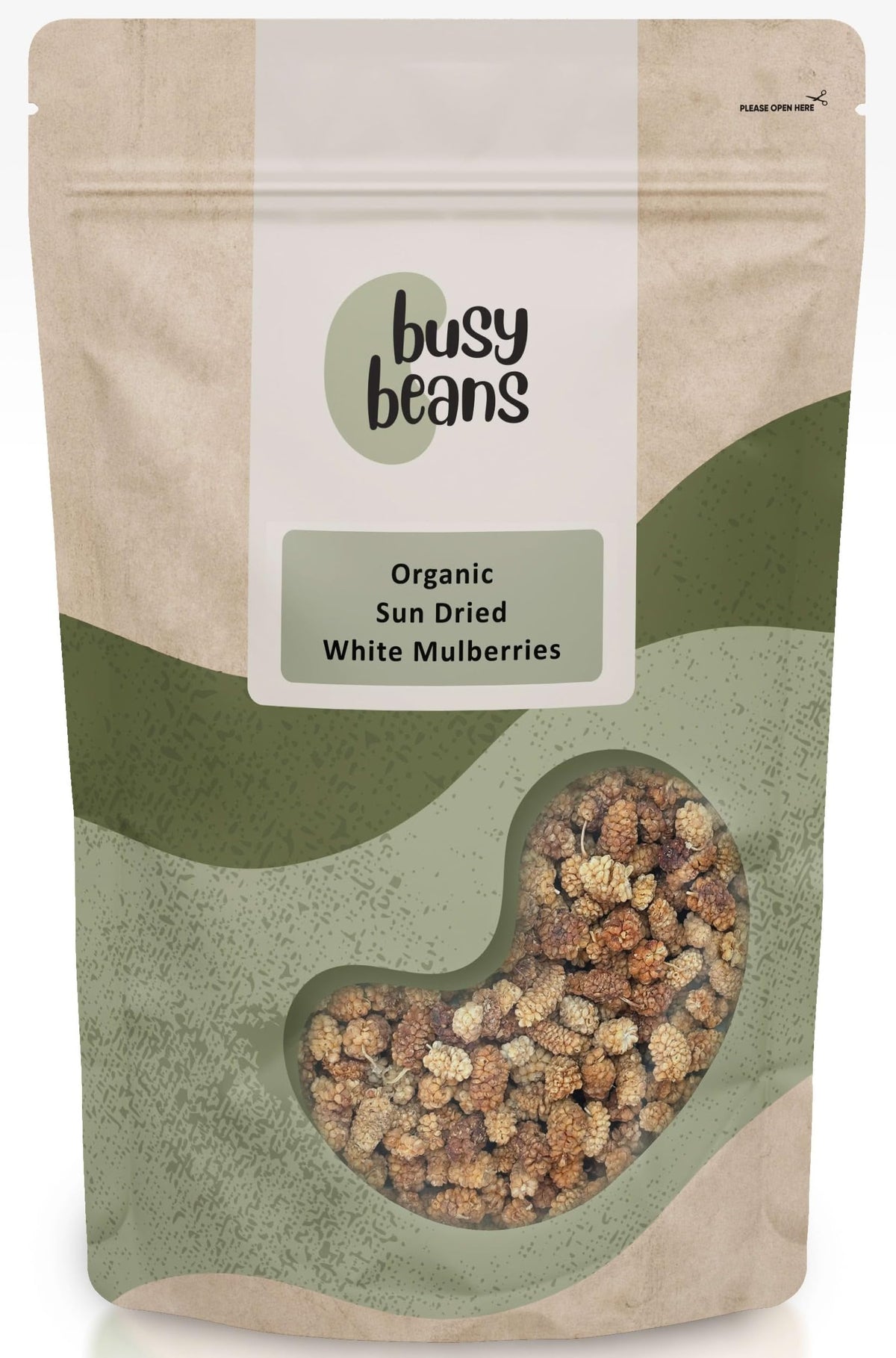 Organic Sun Dried White Mulberries - Certified Organic - by Busy Beans Organic (500g)