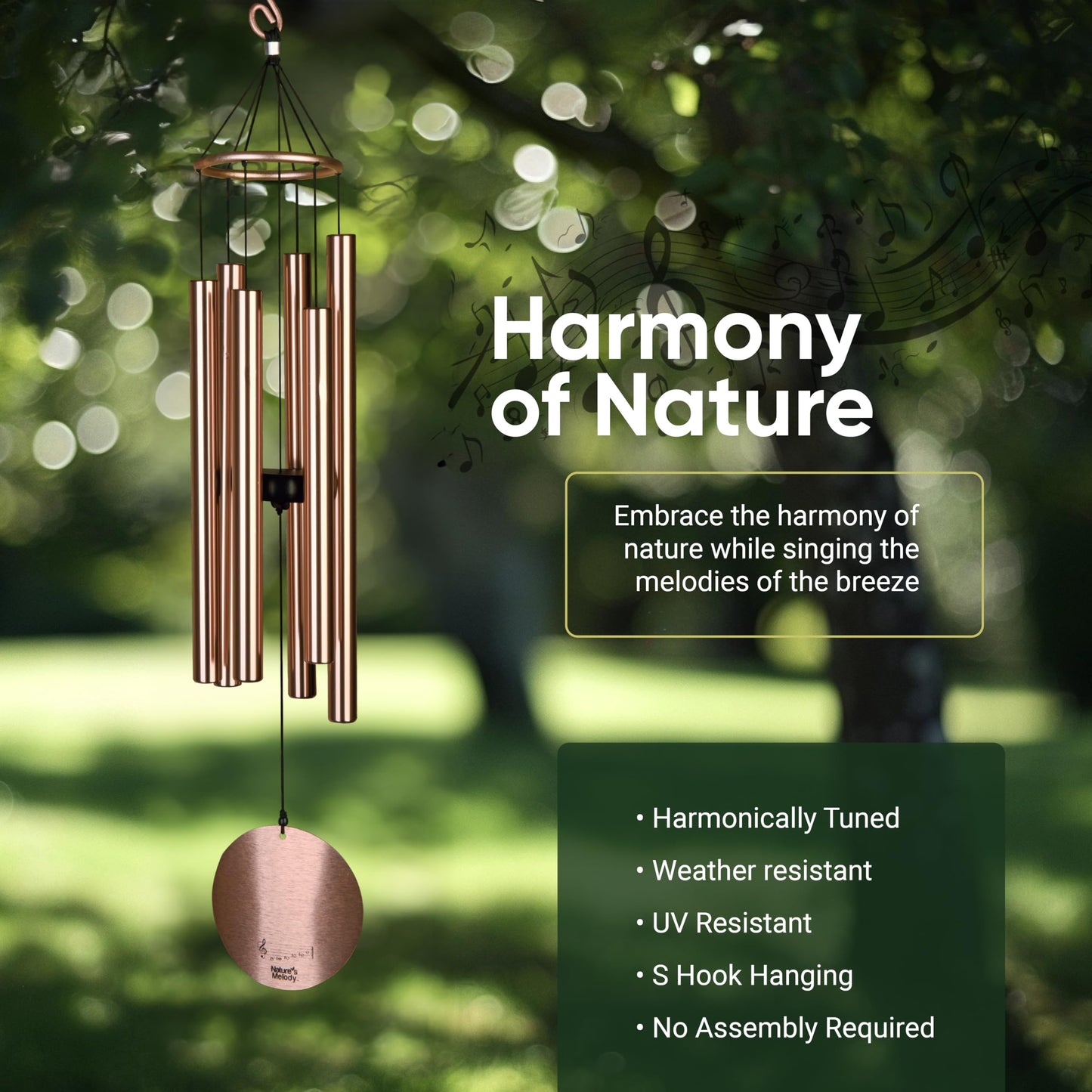 Nature's Melody 36" Aureole Tuned Wind Chime (Rose Gold)