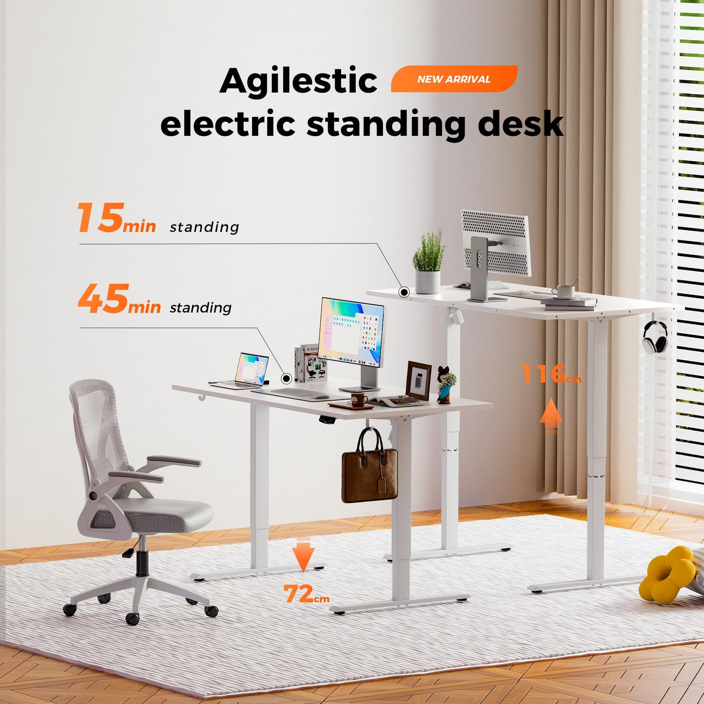 Agilestic Height Adjustable Electric Desk, 2 Memory Height, 120x80cm