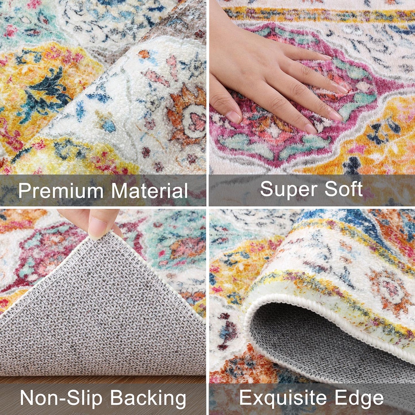 SHACOS Runner Rugs for Hallway Non Slip 60 x 240 cm Extra Long Hallway Hall Runner Vintage Distressed Area Rugs Washable Kitchen Floor Carpet Runner