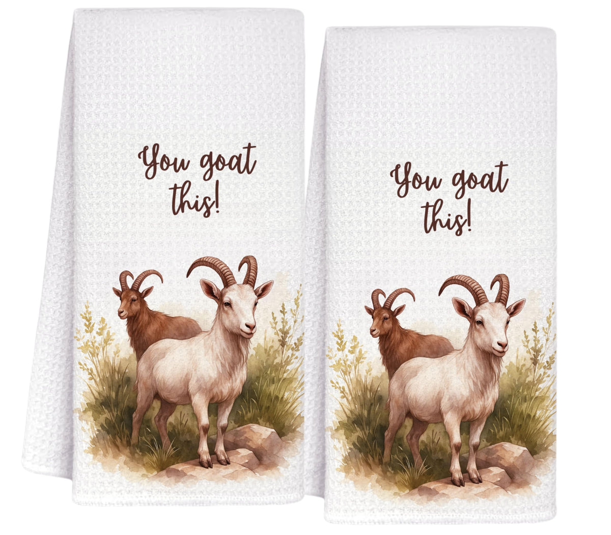 INNObeta Funny Goat Gifts, Hand Kitchen Towel 2 Pack, 16 x 24 in Microfiber Dish Tea Towel, You Goat This