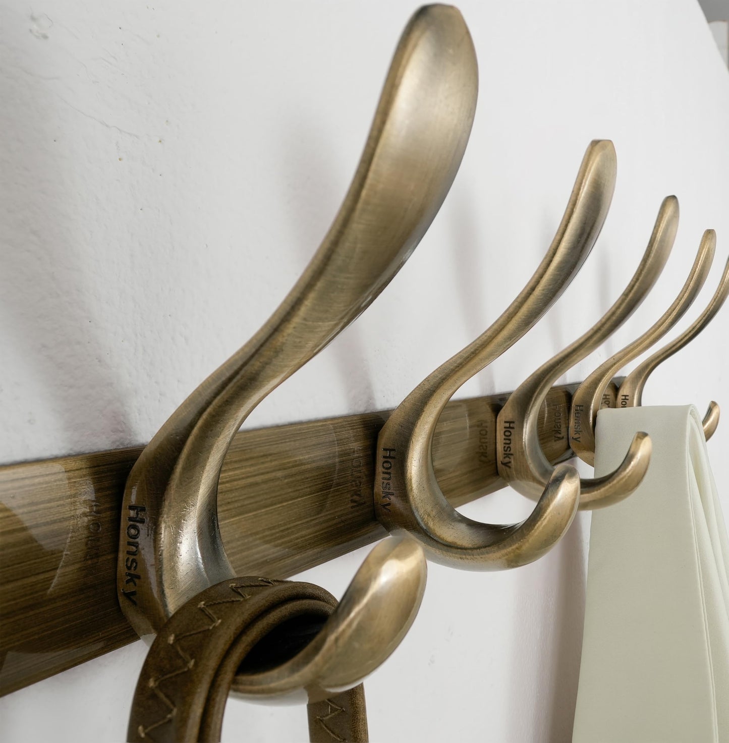HONSKY Wall Mounted Coat Rack 94cm - Heavy Duty Metal 10 Double Hooks, Sturdy Hook, Space-Saving Coat Hanger for Hallway/Entryway/Bedroom