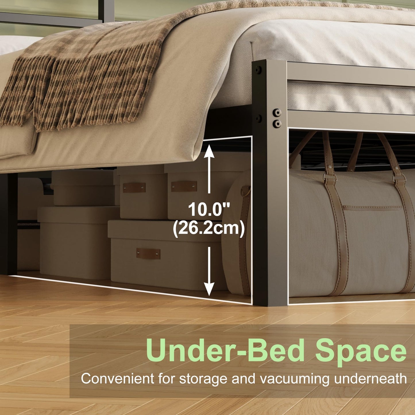 Lutown-Teen Metal Small Double Bed Frame with Headboard and Footboard