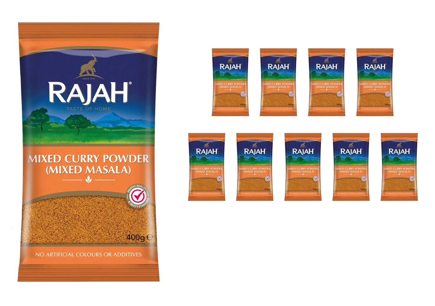 Rajah Spices Mixed Curry Powder | Masala | Curry Powder | (400g (Pack of 10))