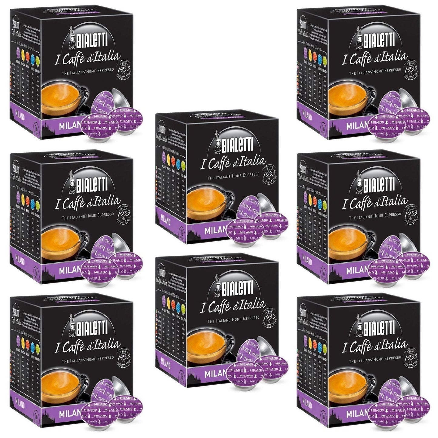 Bialetti Caffe? d?Italia Coffee Capsules (Pack of 8 (128 Capsules), Milano)