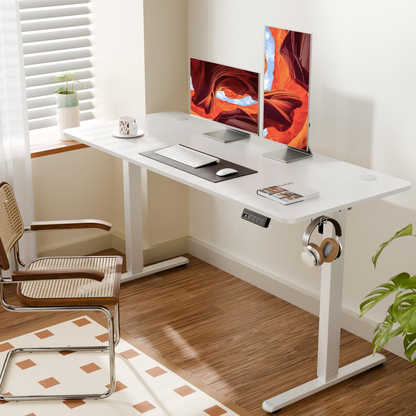 ERGOMAKER Electric Standing Desk 140x60cm, 2 Memory Presets, White