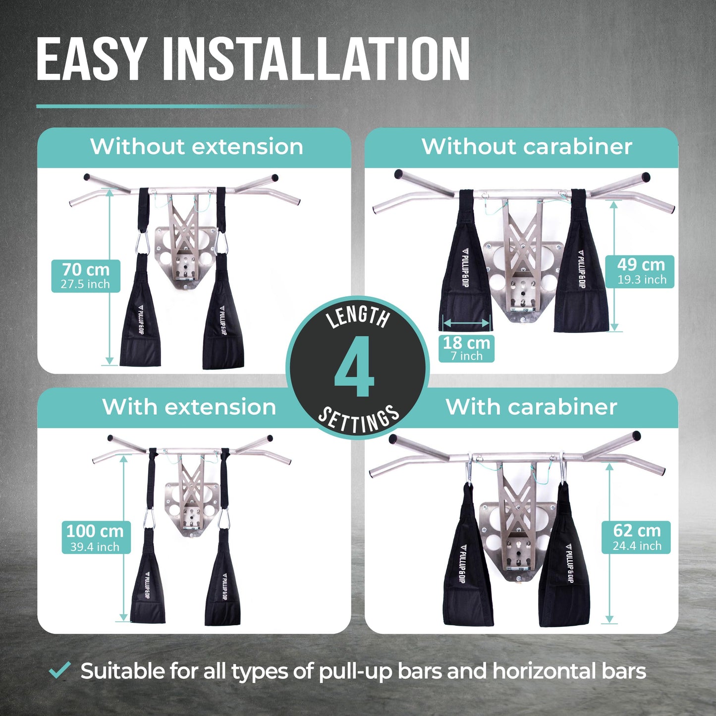 PULLUP & DIP Ab Straps, Premium Abdominal Slings for Abdominal Training, Padded Workout Straps for Crunches, Hanging, Leg Raise, Set of 2 Ab Slings