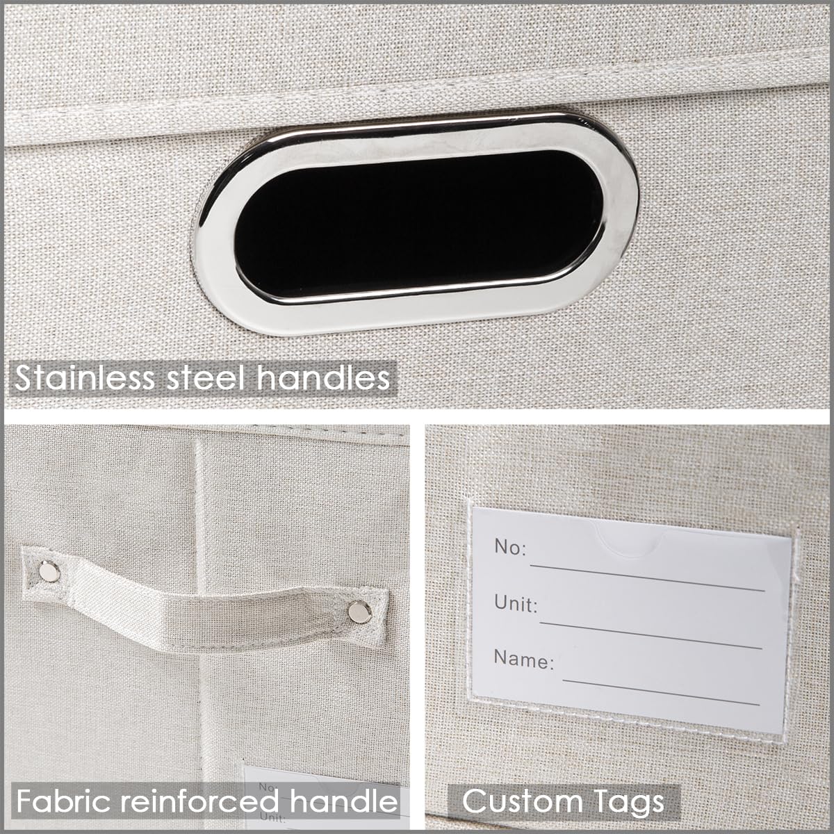 Prandom Storage Boxes with Lids Small,29x22x17cm,Beige[1-Pack]