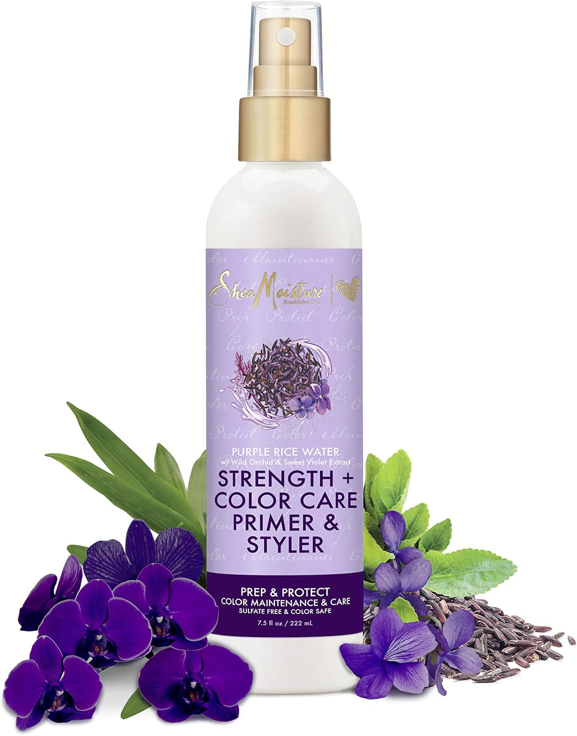 Shea Moisture Purple Rice Water Strength & Color Care Primer & Styler 7.5 oz / 222 ml - For Color-Treated Hair, Strength & Styling Prep
