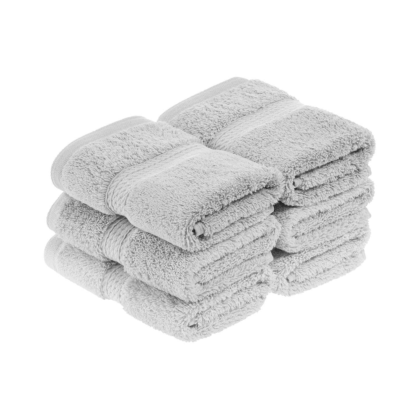Superior Egyptian Cotton Pile Face Towel/Washcloth Set of 6, Ultra Soft Luxury Towels, Thick Plush Essentials, Absorbent Heavyweight, Guest Bath
