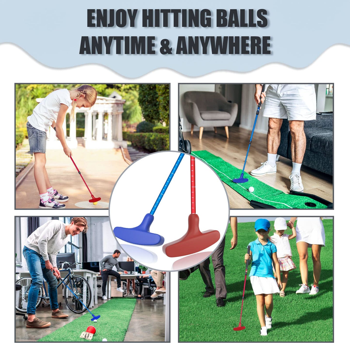 ToVii Golf Putter, 2 Pack Mini Golf Putter Kids Golf Putter for Men Women Two-Way Right or Left Handed Mini Golf Clubs Junior Golf Putter with