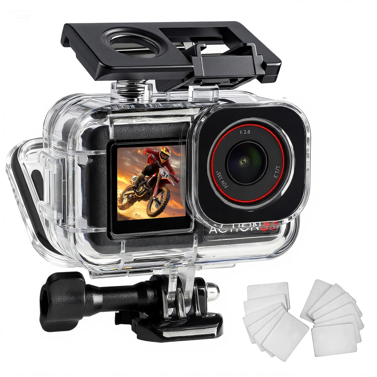 FitStill 60M/196FT Waterproof Housing for DJI Osmo Action 5 Pro/Action 4/Action 3, Underwater Photography, Dual Cold Shoe Design, dji Action 5 Pro