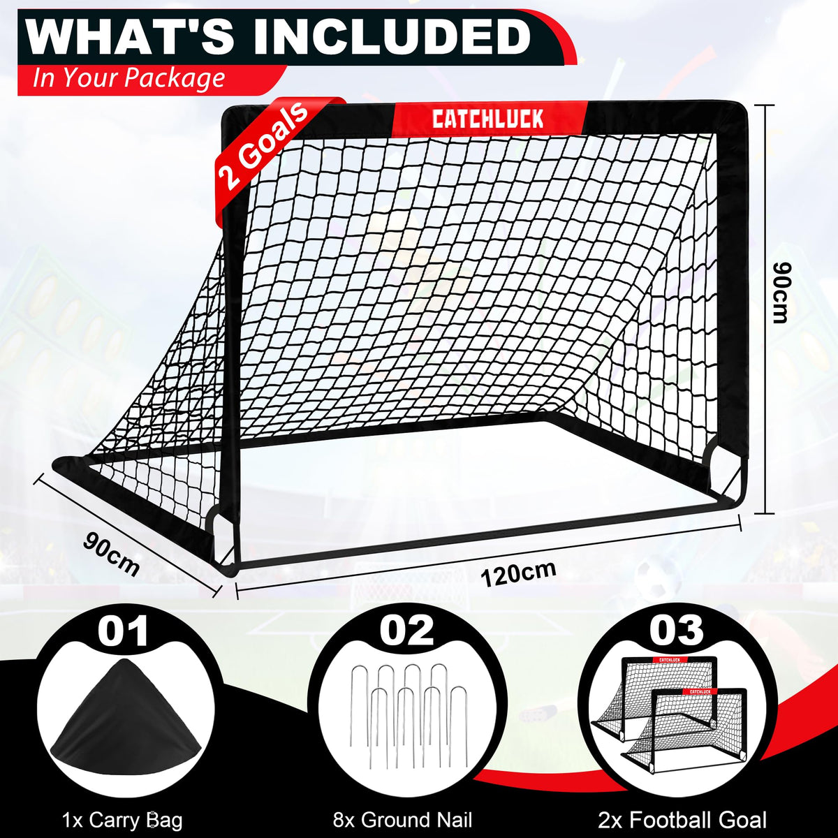 CATCHLUCK Football Goals for Kids Goals Foldable Football Nets for the Garden Pop Up Outdoor Goal Post Indoor Goal with Carry Bag
