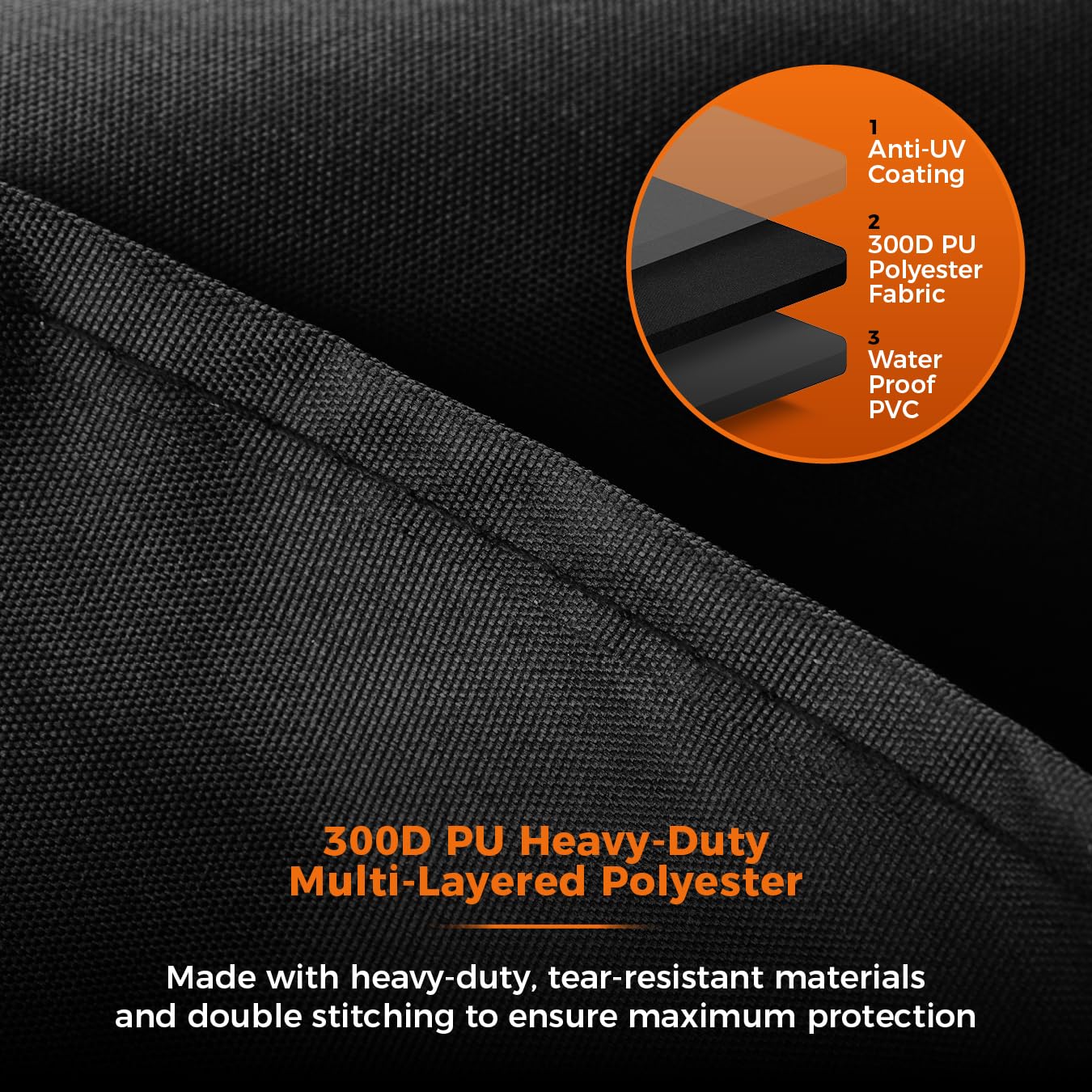Tower Large BBQ Cover - Heavy-Duty Waterproof & Windproof Outdoor Gas Grill Cover, UV Resistant, Black (H124 x W140 x D47cm)