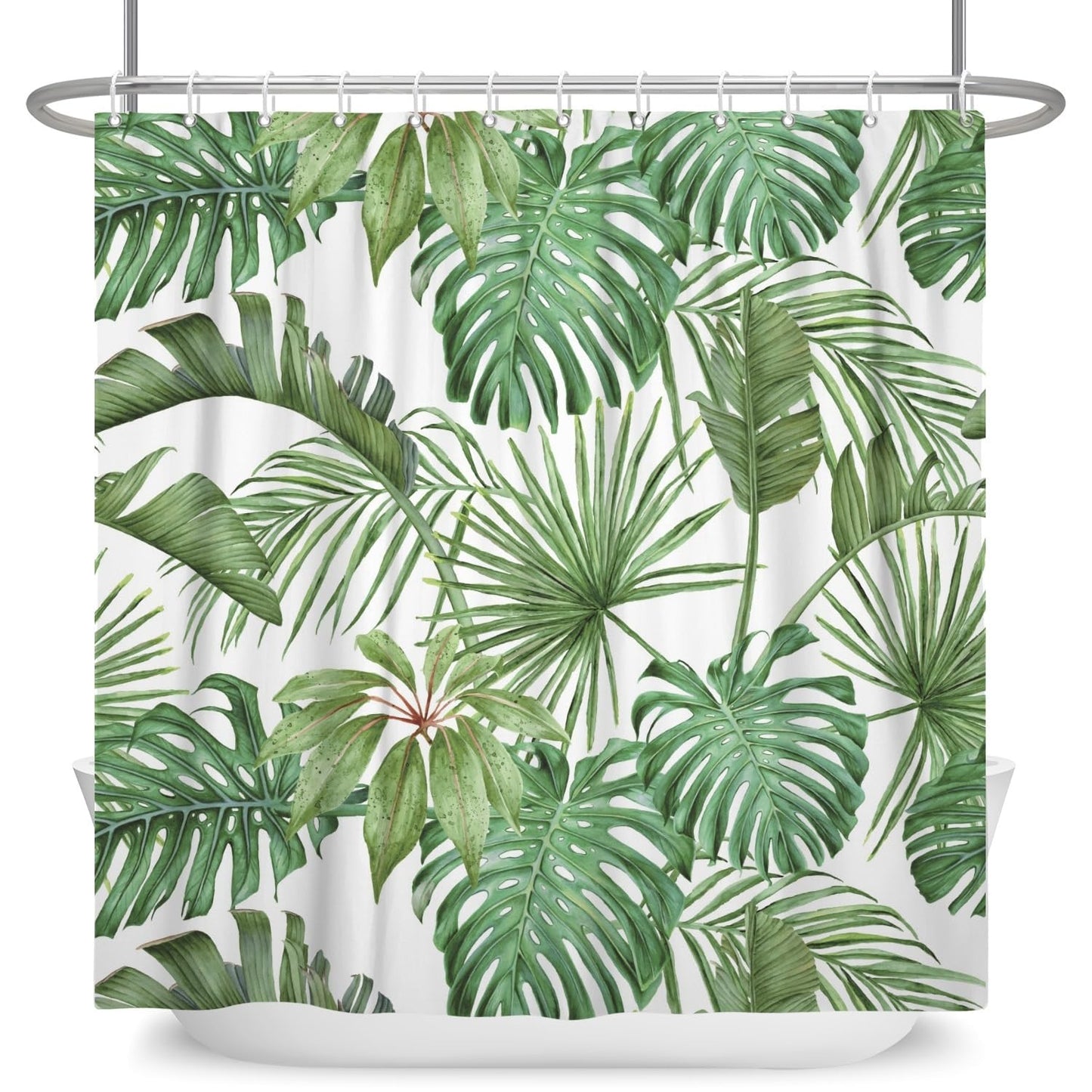 Xiaoterna Tropical Jungle Monstera Leaves Shower Curtain Green Leaves Plant Bathroom Curtain Rainforest Nature Green Leaves Shower Curtain Mould and