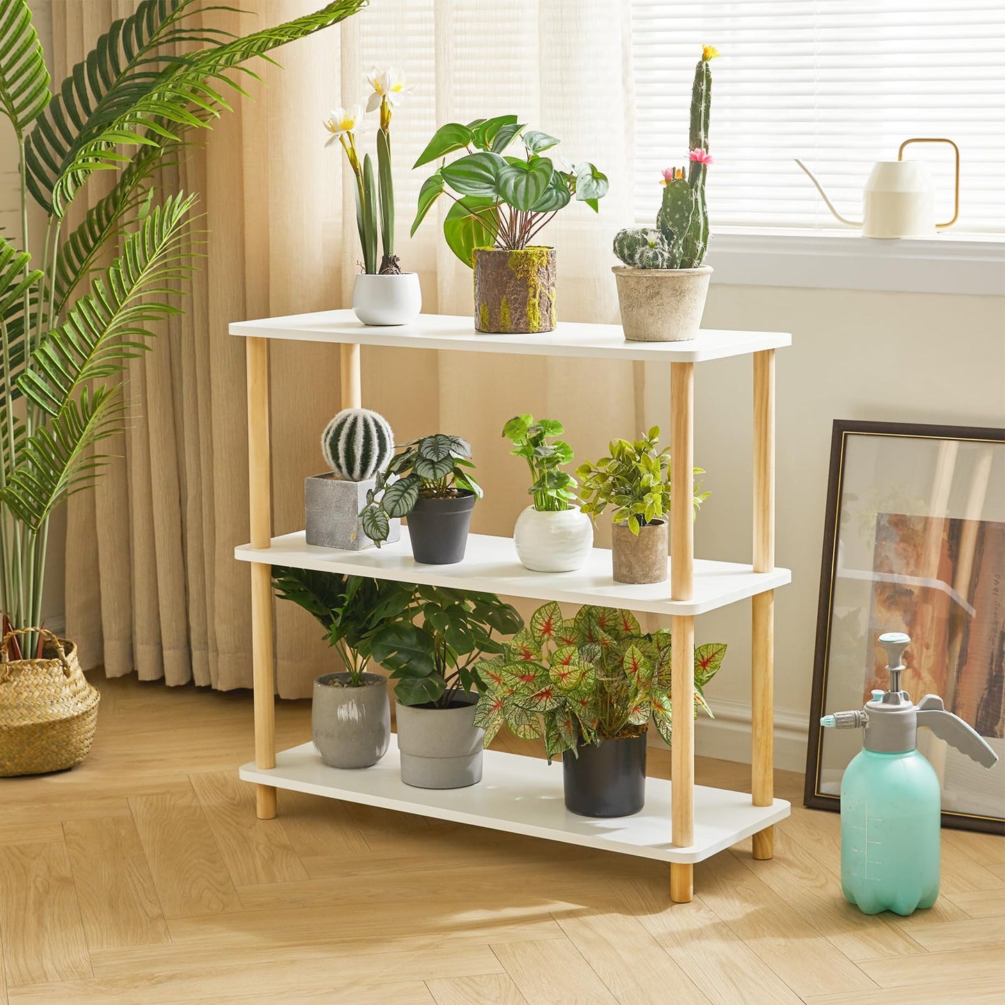 IBUYKE 3-Tier Wood Open Bookcase,Bookshelf Storage Organizer,White WBC003W