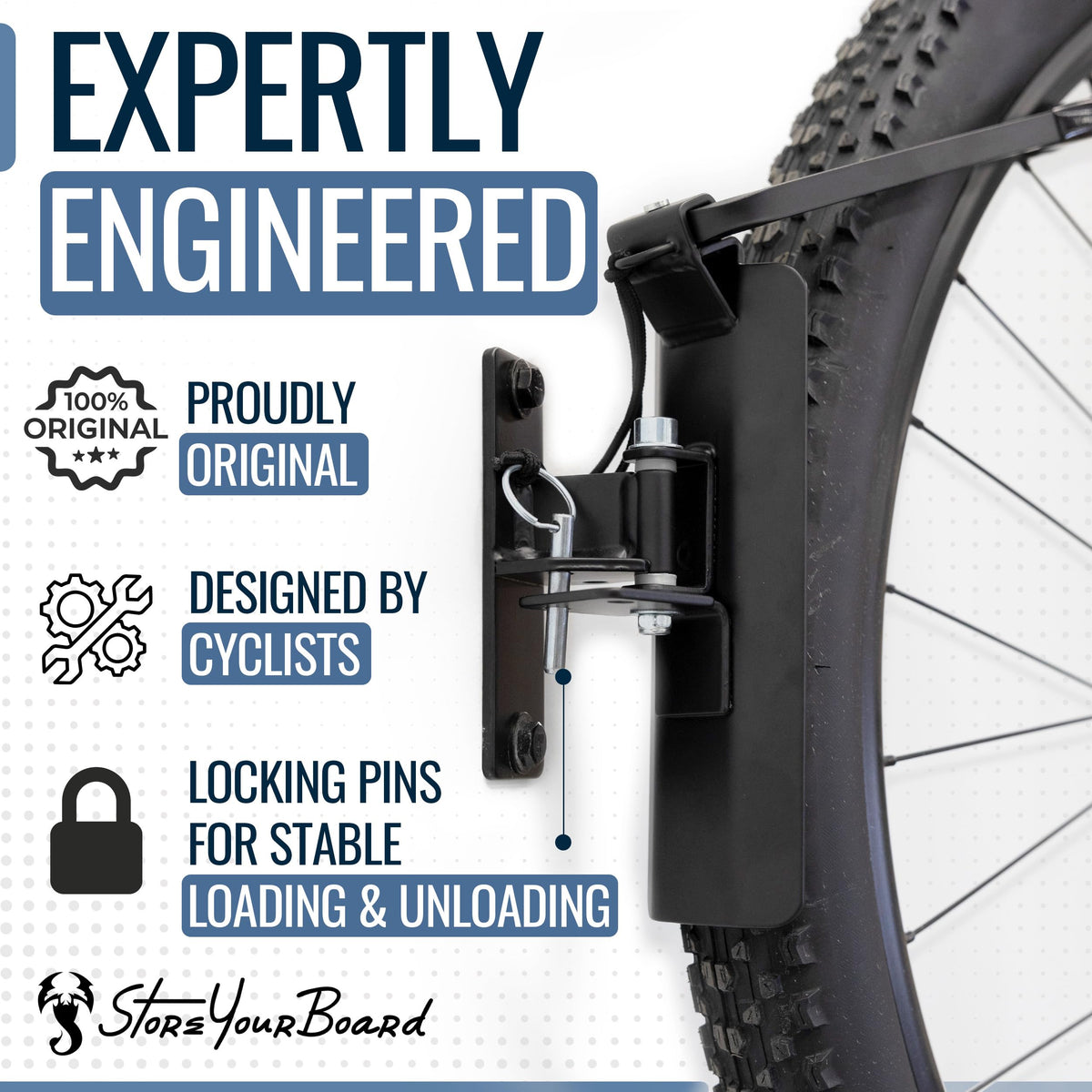 StoreYourBoard Swivel Bike Wall Rack, Garage Hanger Hook, 2 Pack, Black (06499)