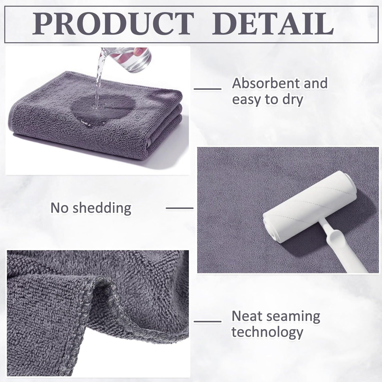 Tatuo 12 Pcs Drying Microfibre Hair Salon Towels 34 x 70 cm Quick Dry Absorbent Hand Towels for Bathroom Soft Hairdressing Cloths for Face Bath Gym