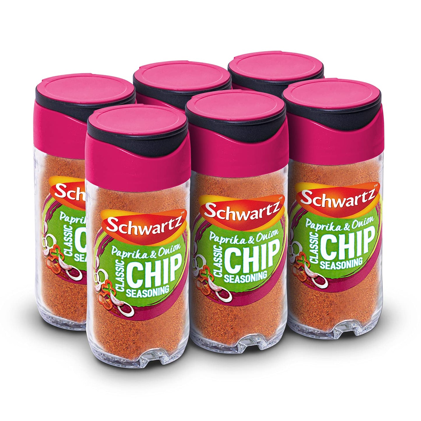 Schwartz Paprika & Onion Classic Chip Seasoning 55 G | Jar | Pack of 6 | Combination of Paprika, Onion & Garlic | Spicy, Sweet & Earthy Flavour