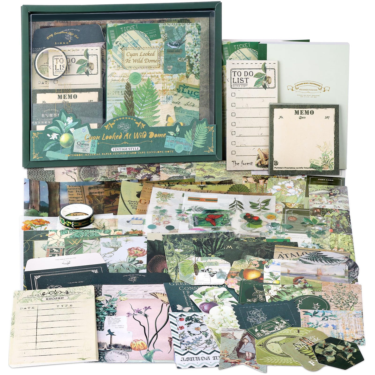 Draupnir Aesthetic Scrapbook Kit, Bullet Junk Journal Kit with Journaling/Scrapbooking Supplies, A6 Grid Notebook with Graph Ruled Pages DIY Scrapbook