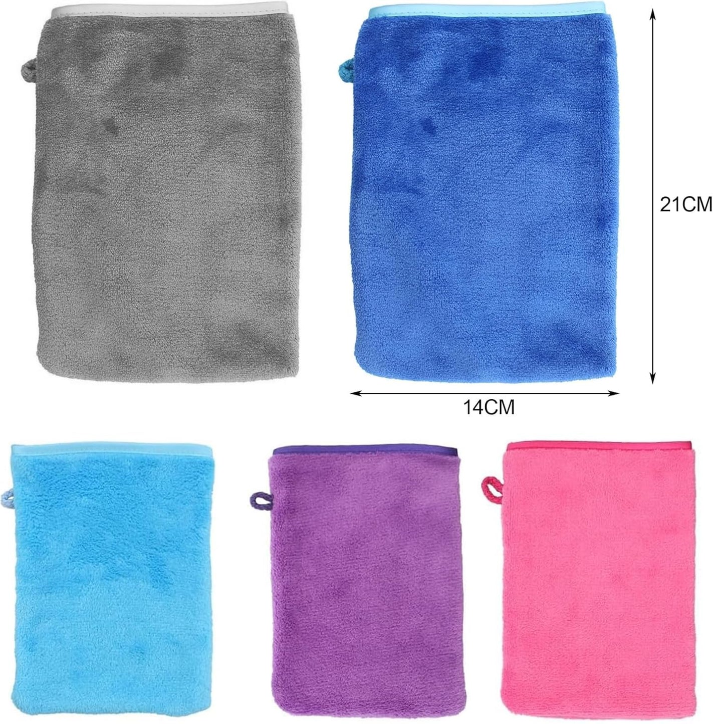 YUNYU Flannel Bath Gloves 5-Pack | Ultra-Soft Microfiber Wash Mitts for Adults & Kids | Reusable Exfoliating Bath & Shower Gloves