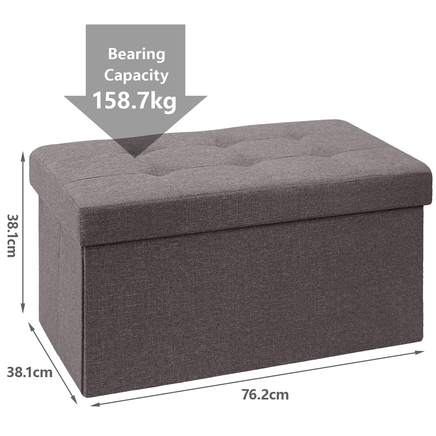 BRIAN & DANY Folding Linen Storage Boxes Footstool Ottoman, Foot Rest Stool, Foldable Seat Bench Footrest - Brown, 76 x 38 x 38 cm