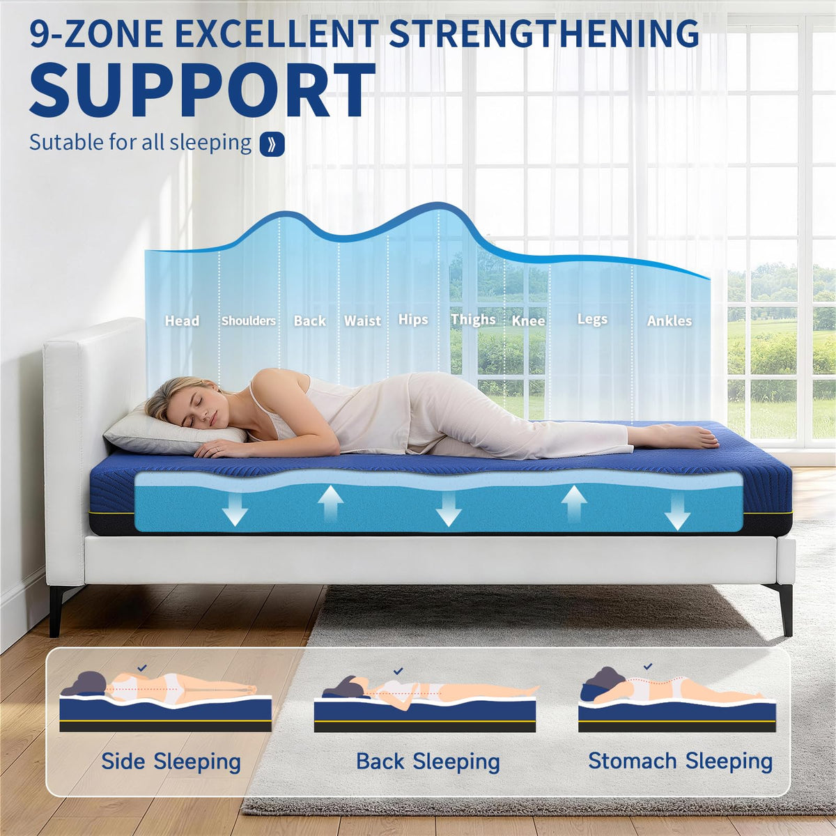 Doubleslee Memory Foam Small Double Mattress, 8 Inch Medium, 120x190x20cm