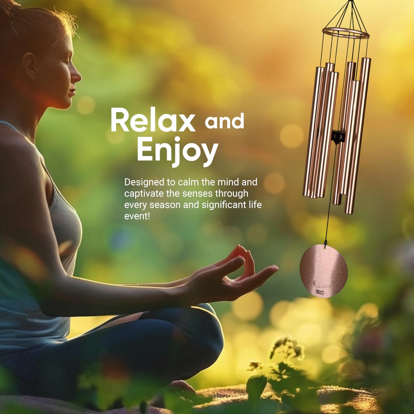 Nature's Melody 36" Aureole Tuned Wind Chime (Rose Gold)