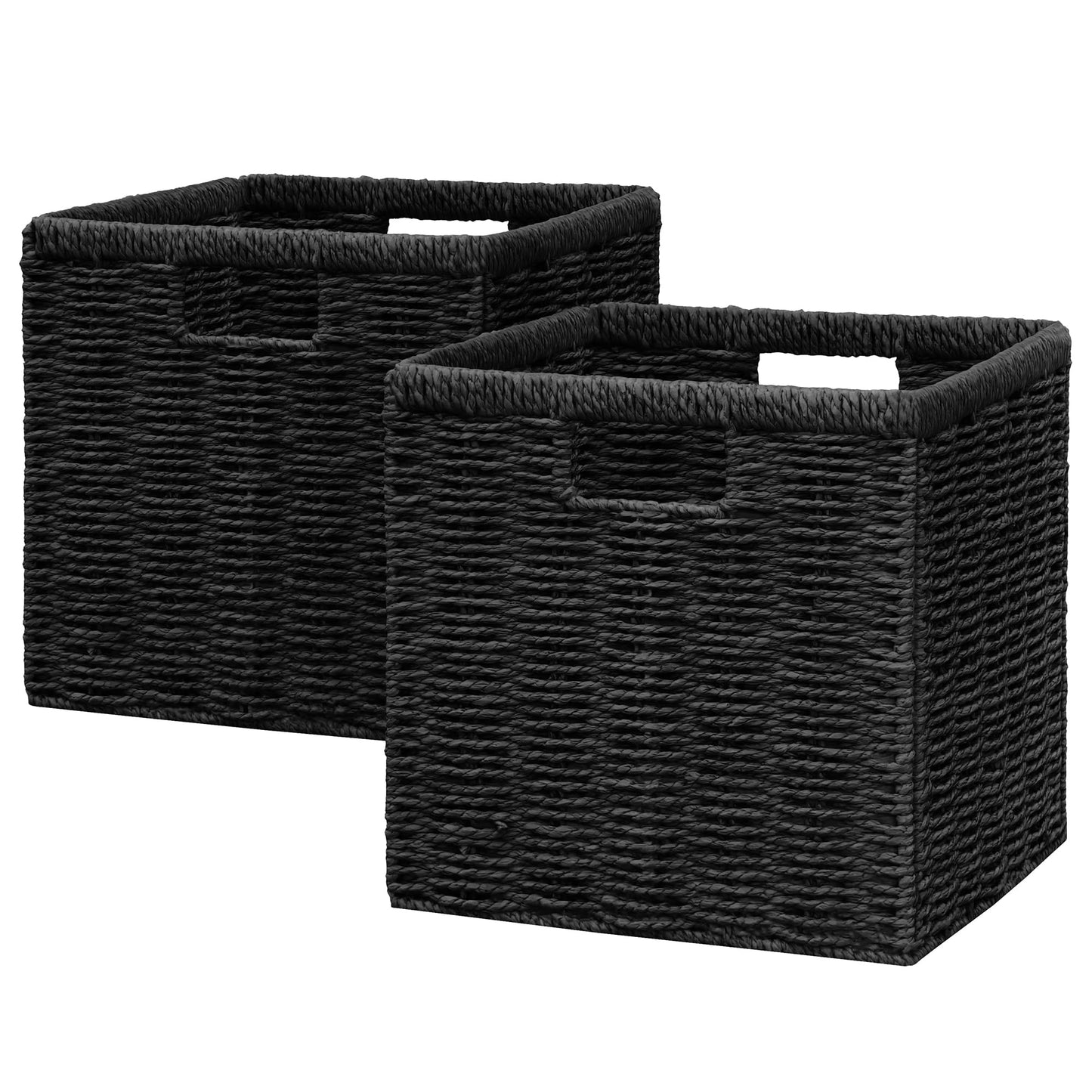 Vagusicc Wicker Storage Basket, Foldable Storage Cubes Organizer Bins, Handwoven Storage Baskets for Shelves Closet Wardrobe Bathroom