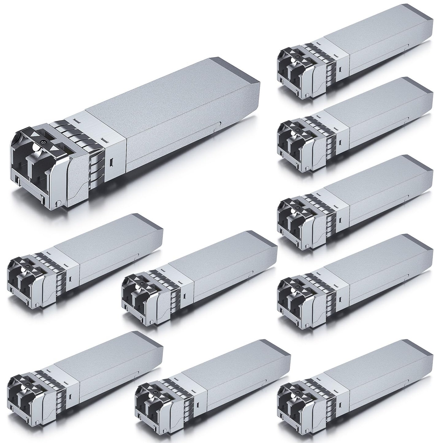10Gtek [10 Pack 10Gb SFP+ SR Multimode Module 300-meter, 10GBase-SR LC Transceiver Compatible for Cisco SFP-10G-SR, Meraki, Mikrotik S+85DLC03D,