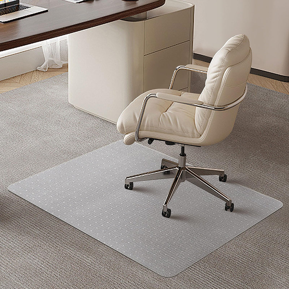 SHAREWIN Office Chair Mat for Carpet Floors, 120x90 cm Clear Desk Chair Mats for Low/Medium Pile Carpeted Protector, Sturdy PVC Computer Chair Mats