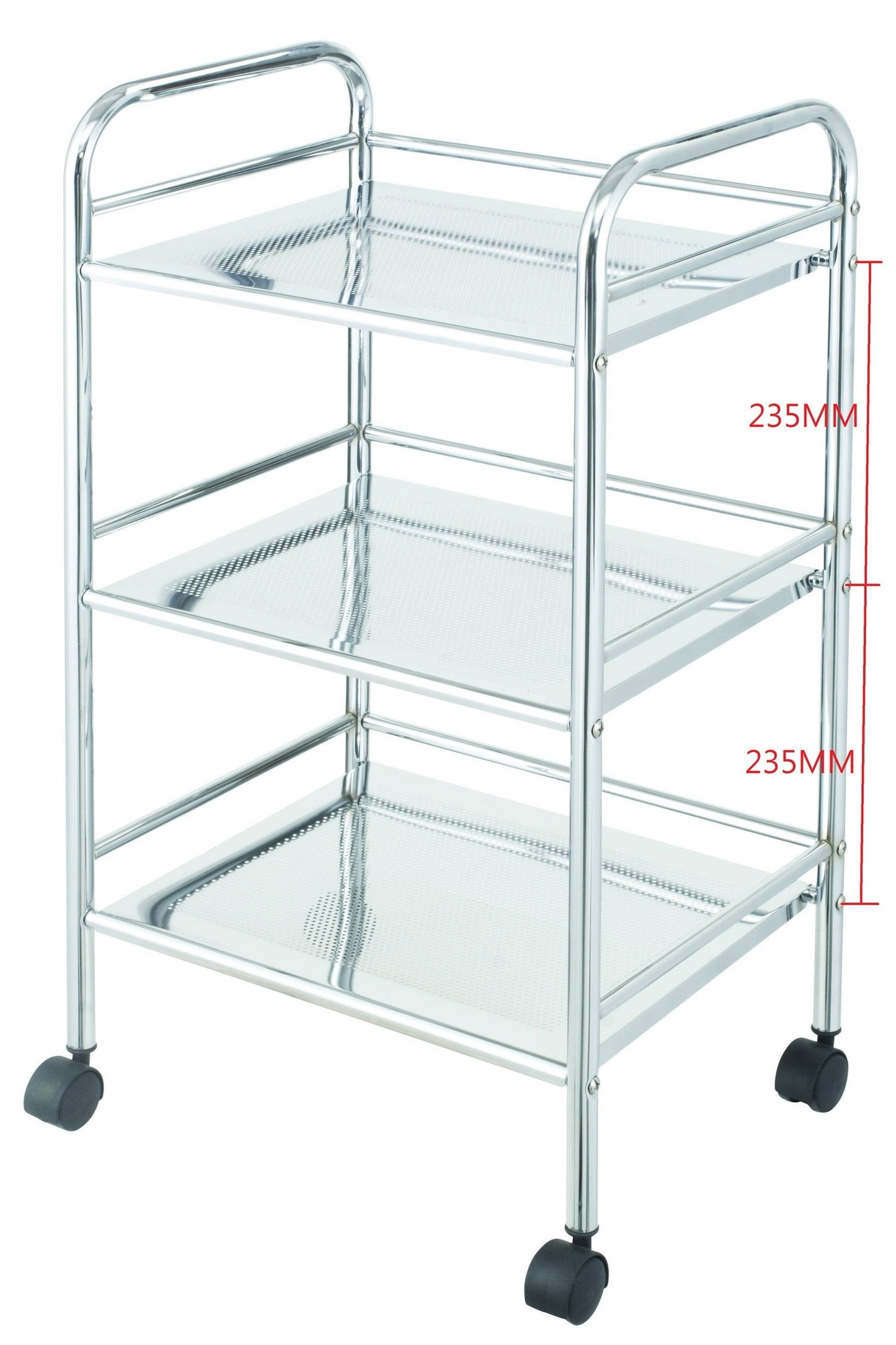 Aspect BR013 BATHROOM/KITCHEN STORAGE-LUCY 3 TIER SHELF TROLLEY-CHROME FINISH, Metal, 40x32x74cm