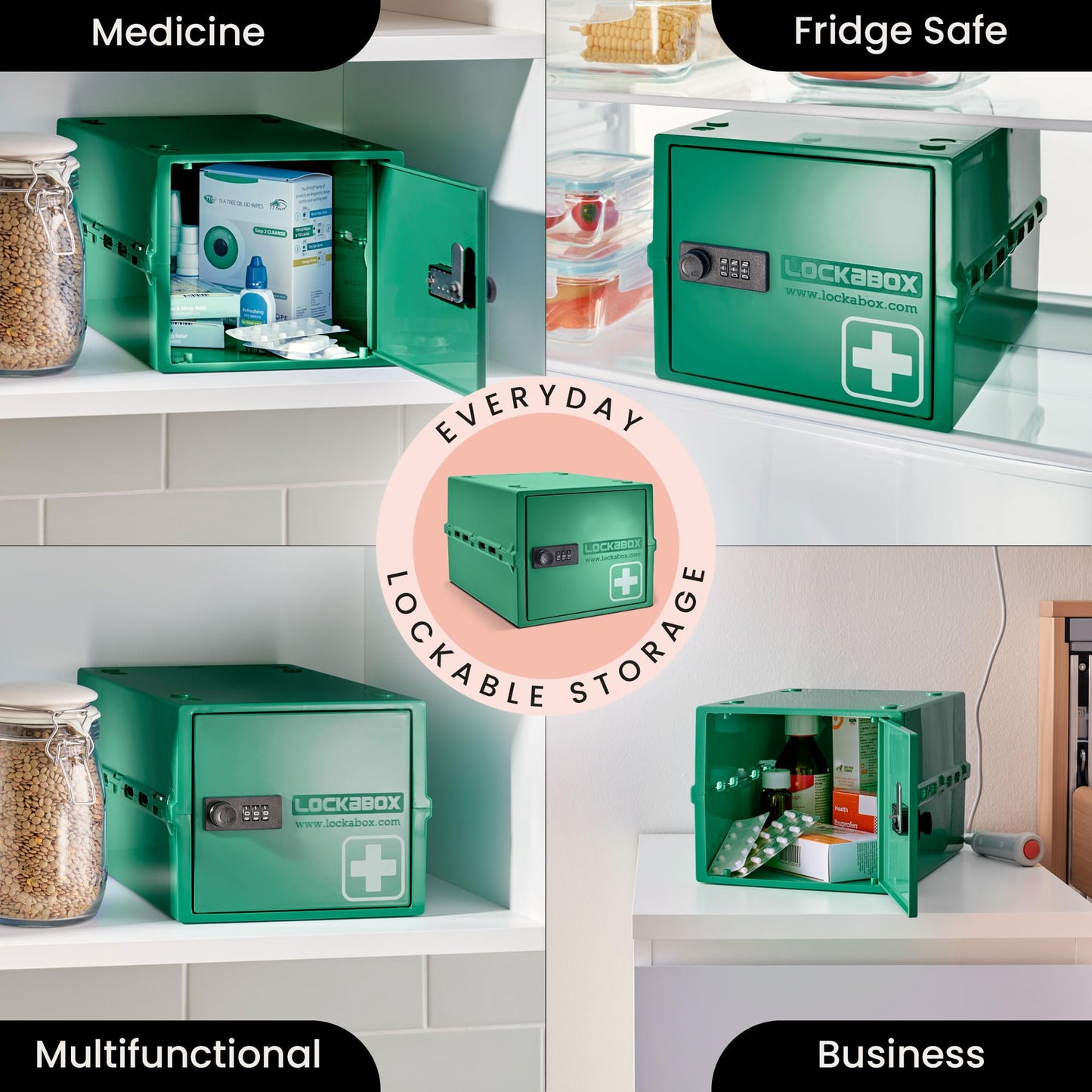 Lockabox One Medi Green | Premium Lockable Medicine Box | 10 Litre Lightweight & Hygienic Medicine Lock Box | BPA-Safe