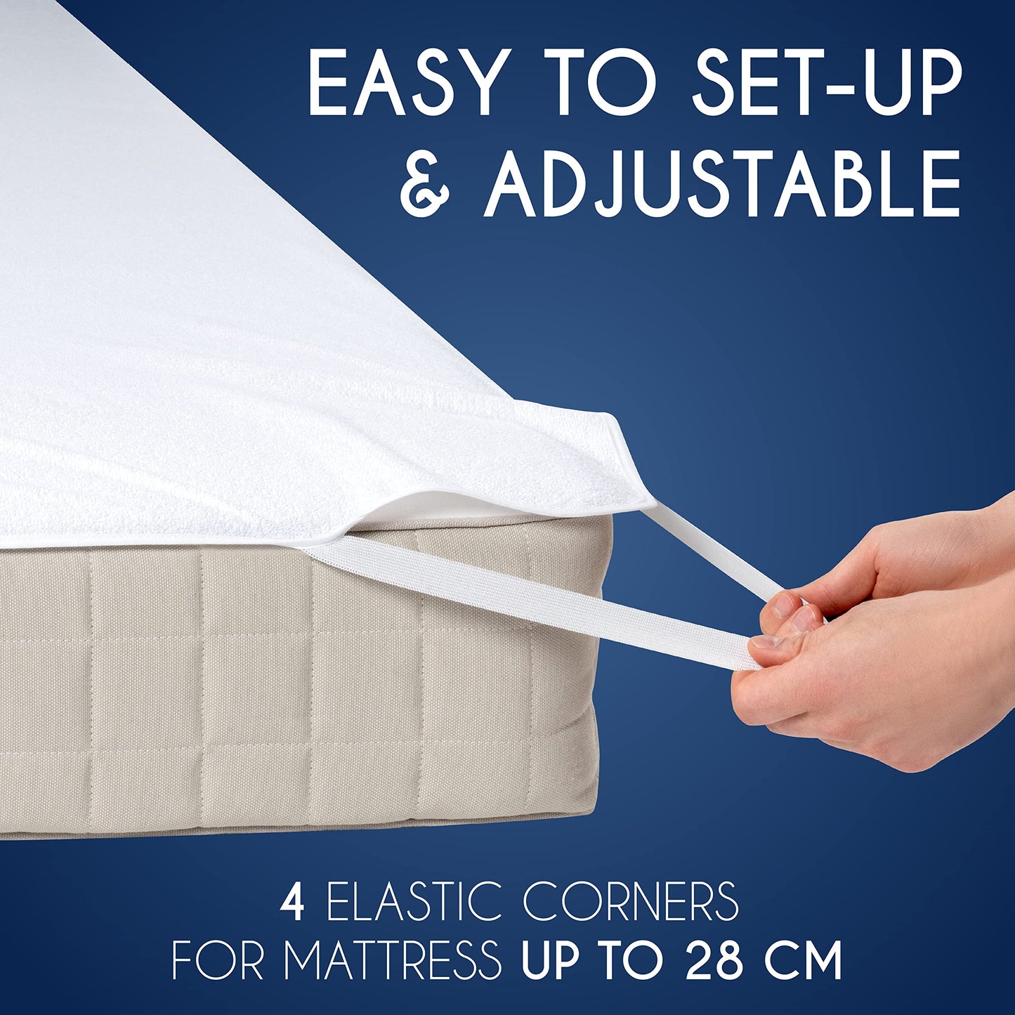 Dreamzie Mattress Protector Waterproof with 4 Elastic Corners - Made in EU - OEKO-TEX® Certified- For Mattress 80 x 160 cm