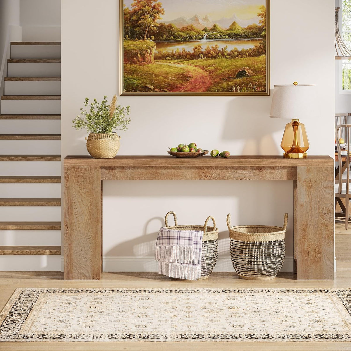 Tribesigns 63-Inch Extra Long Console Table, Farmhouse Wood Sofa Table Behind Couch, Narrow Entryway Accent Table for Living Room, Hallway, Entrance