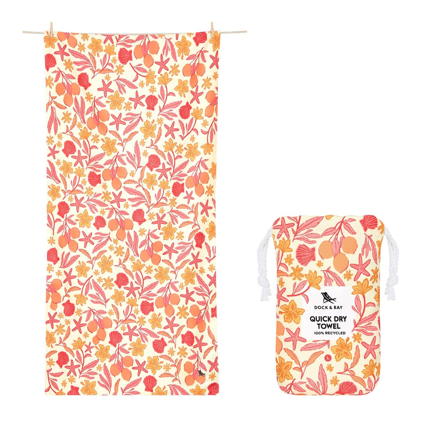 Dock & Bay Quick Dry Beach Towel - Tangerine Tide, Extra Large