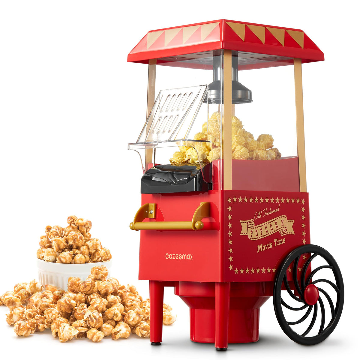 Cozeemax Popcorn Maker 1200W Hot Air Popper Machine, Healthy & Fat-Free, Easy to Clean Best Popcorn Popcorn for Movie Nights and Parties of All Kinds,