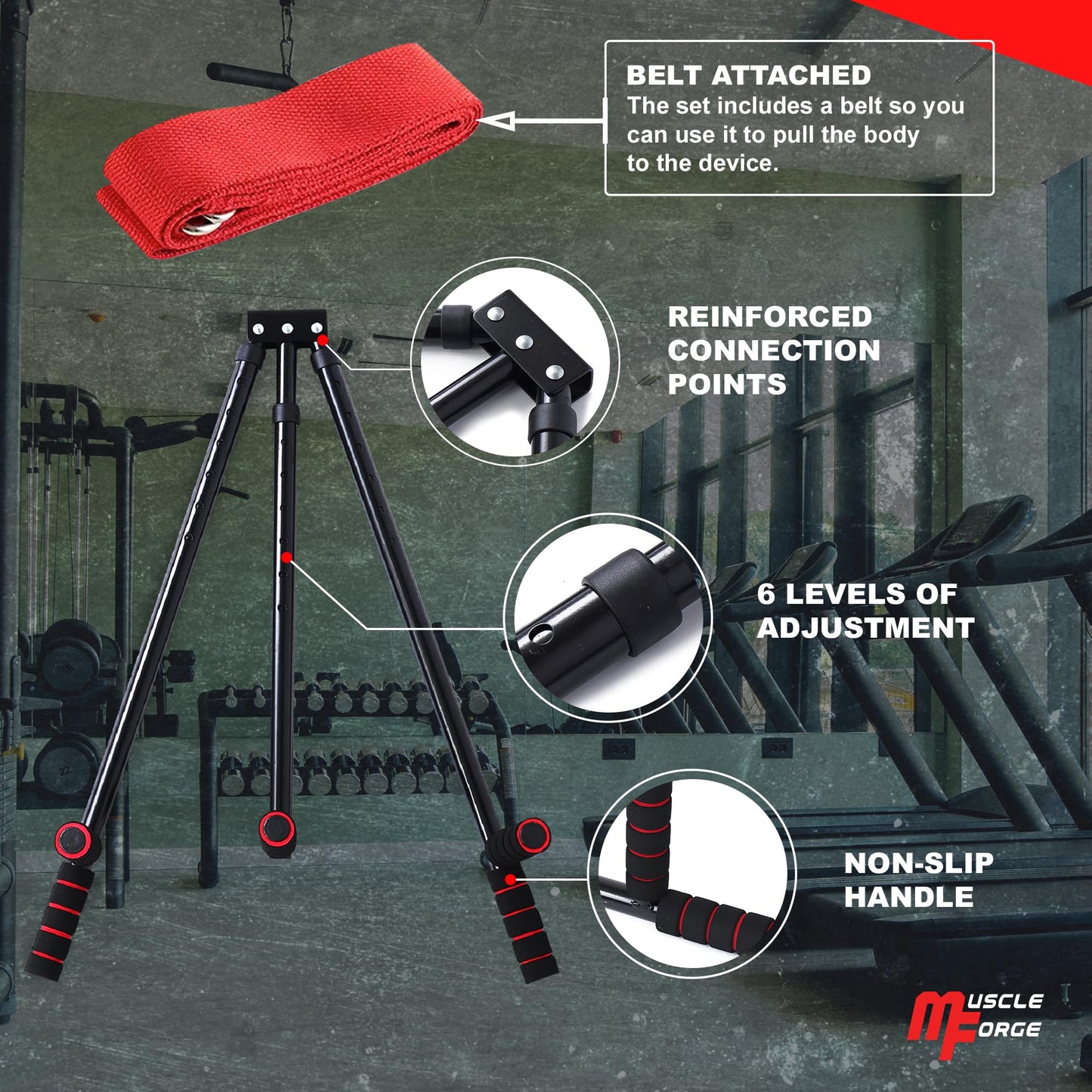 MuscleForge? 3 Bar Leg Stretcher for Splits and Adductor Stretch Spreader to Over 180? Split Machine Trainer for Martial Arts Ballet Stretching