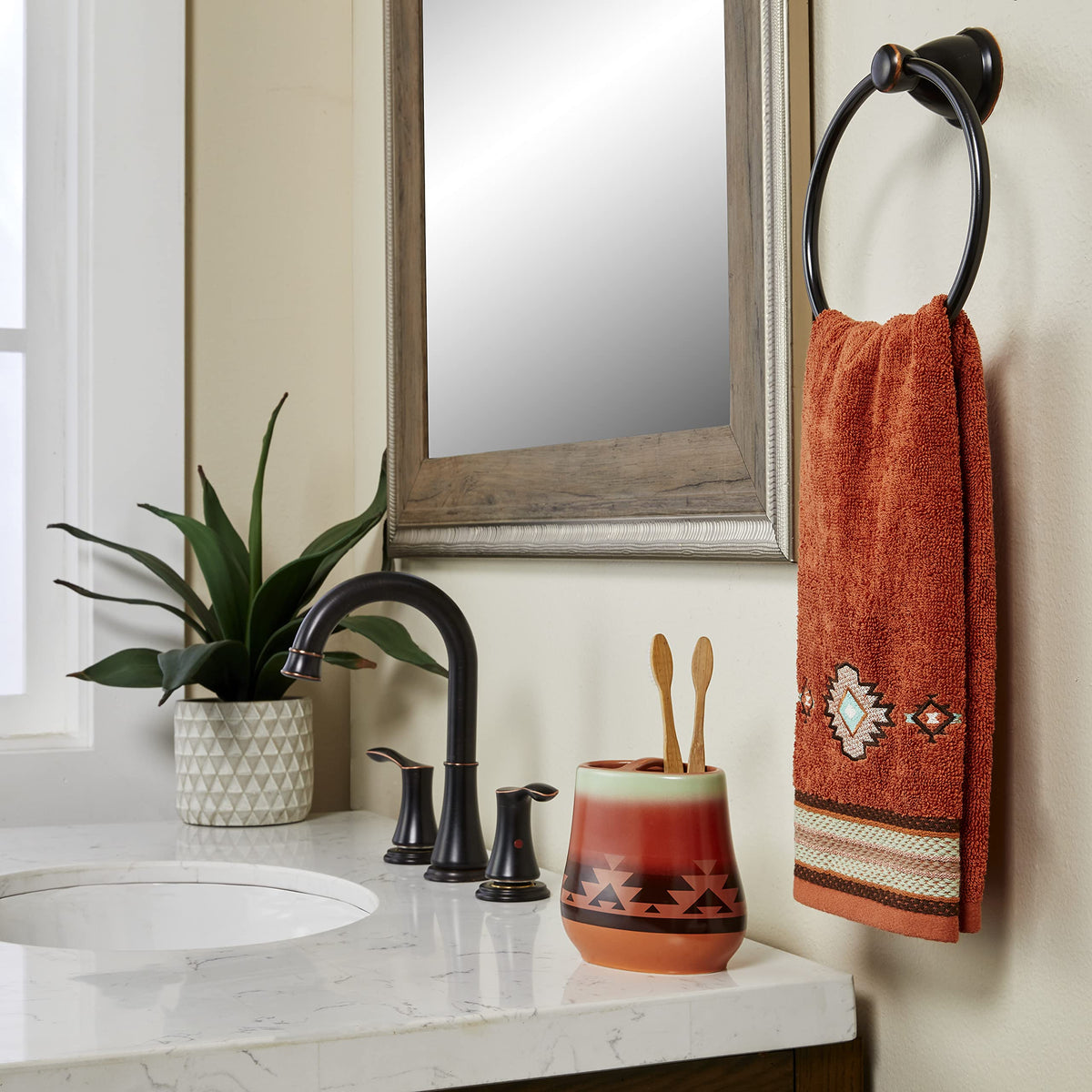 SKL Home Hand Towel, Cotton, Rust, 15x26