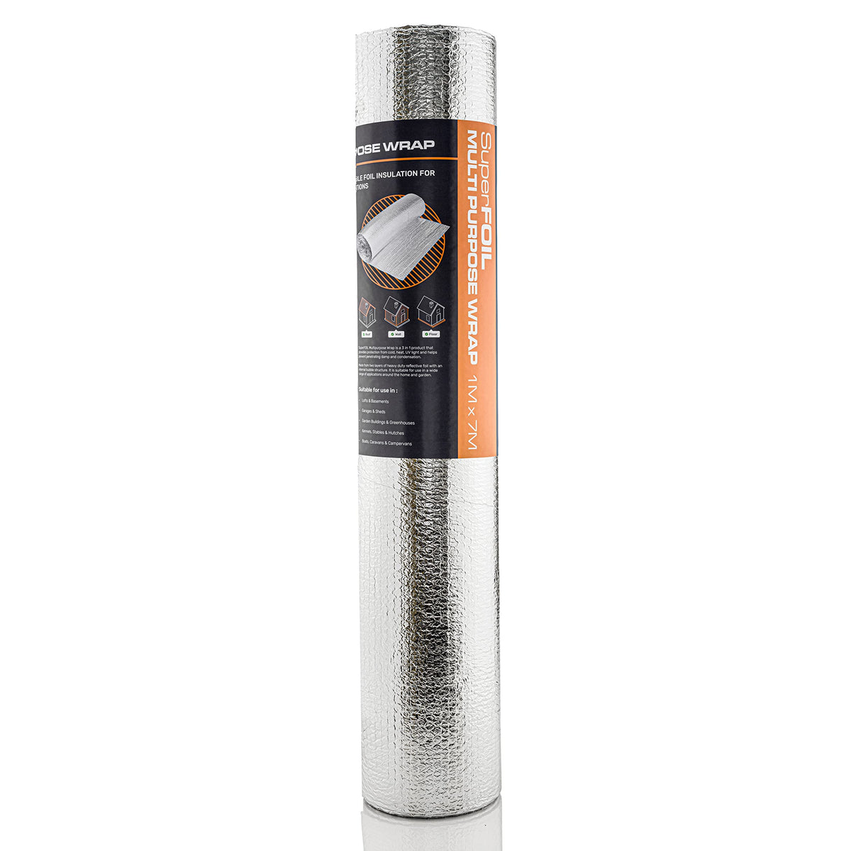 SuperFOIL Foil Insulation Roll 1m x 7m - Energy Saving DIY Bubble Foil Sheet - 3-in-1 Sustainable Thermal Insulation Reflective Radiant Barrier &